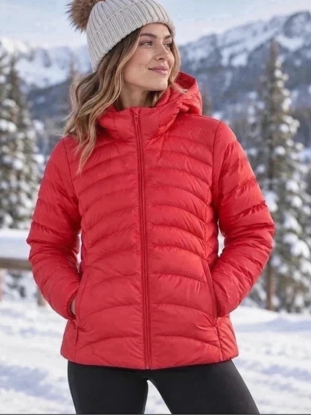 Columbia Red Hooded Women's Puffer Jacket